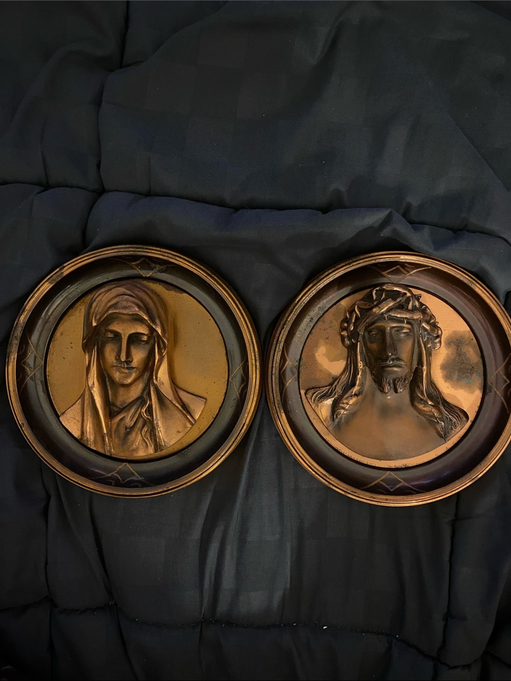 Vintage Religious Wall Plaques - Mary and Jesus (Set of 2)